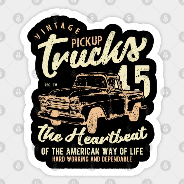 Vintage Pickup Trucks Sticker by JakeRhodes